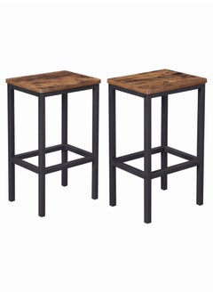 اشتري Bar Stools, Set of 2 Bar Chairs, Kitchen Breakfast Bar Stools with Footrest, Industrial in Living Room, Party Room, Easy Assembly, Rustic Brown and Black في السعودية