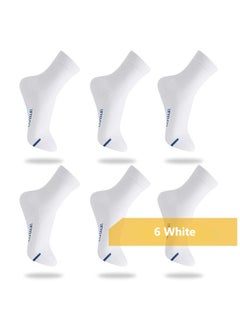 اشتري 6 Pairs Of Boxed Men's Casual Breathable Business Style Mid Length Socks في الامارات