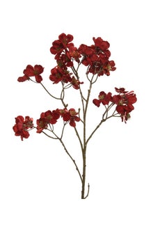 Buy Kaemingk Flower Dogwood On Stem Polyester Velvet Red in UAE