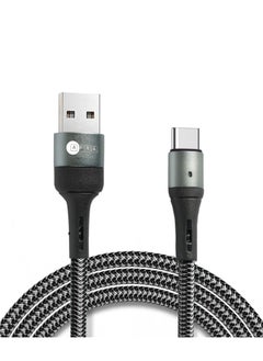 اشتري AFRA  USB Charging Cable, 2.4A, Nylon-Braided Jacket, With Data Transmission, USB A to Type C, 1 meter length, Durable, Tangle Free, Auto-Disconnect Function, LED Indicator في الامارات