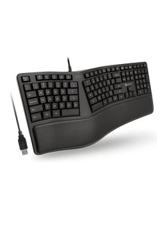 Buy Wired Ergonomic Keyboard with Cushioned Wrist Rest - Type Naturally and Comfortably Longer - USB Wired Keyboard for Laptop with 110 Keys & 5ft Cable - Split Keyboard for PC, Computer Ergo Keyboard in Saudi Arabia