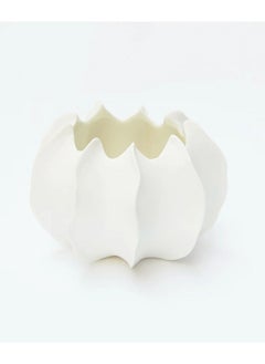 Buy Modern Design Handmade Unique Luxury Quality For The Perfect Stylish Home Candle Vase Matte White Round Made of Porcelain in UAE