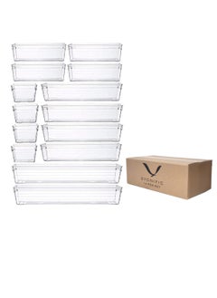 Buy SYGNIFIC 14 Pcs Desk Drawer Organizer Trays 4-Size Bathroom Drawer Dividers Plastic Vanity Organizers Storage Bins for Makeups, Jewelries, Dresser, Kitchen Utensils and Office Supplies in UAE