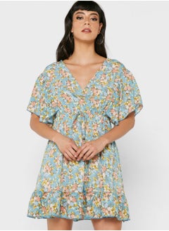 Buy Printed V Neck Dress in Saudi Arabia