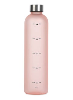 Buy Drinking Water Bottle With Time Marker 1L Leak Proof BPA Free Motivational Reusable 32oz Water Bottles With Times To Drink Ideal For Fitness Sports Travel Gym Outdoor Pink. in UAE