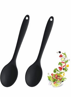 Buy 2 Pcs Silicone Spoons, for Cooking Heat Resistant, Hygienic Design Utensi Mixing Spoons Kitchen Baking Stirring Tools Stirring, and Serving in Saudi Arabia