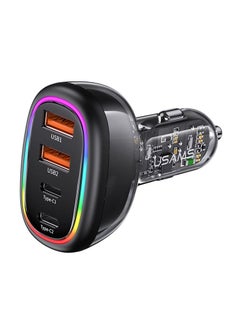 اشتري Fast Car Charger PD 30W + QC3.0 2 USB-A + 2 TYPE-C 120W Transparent Fast Car Charger With Colorful Light for iPad iPhone 14 13 12 Max Pro Mini Samsung Galaxy S23 S22 Ultra Plus other Phones في الامارات