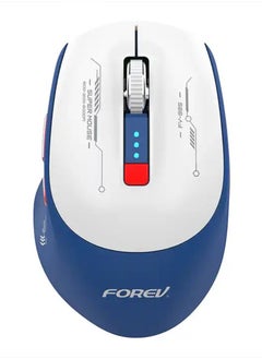 Buy Wireless mouse for computer and laptop, FV-985 2.4 GHz with battery , 6 button and USB Mini Receiver 1600 DPI , 10M Operating Range - for home and office use fashion design comfortable for the hand (blue-white) in Egypt