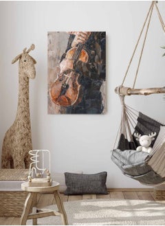 Buy Framed Canvas Wall Art Stretched Over Wooden Frame, Junior With Violin Painting, For Home, Living Room, Office Decor in Saudi Arabia