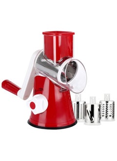 Buy Manual Rotary Cheese Grater - Round Mandoline Slicer with Strong Suction Base, Vegetable Cutter Nuts Cheese Chopper (Rotary Grater-Red) in Egypt