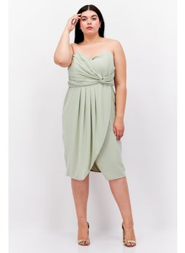 Buy Women Plus Size Plain Midi Dress, Light Green in UAE