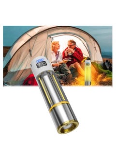 اشتري Multifunctional Super Bright Long Distance Rechargeable Flashlight, LED Flashlight, Powerful Tactical Torch Light, Outdoor Waterproof Focus Zoomable Flash Light, Pocket Flashlight for Camping Hiking في السعودية