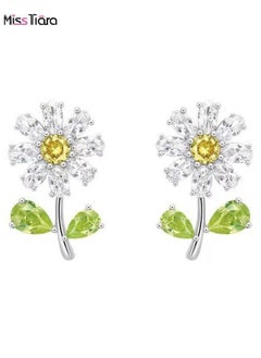 Buy Crystal daisy earrings S925 silver needle small daisy zircon earrings For Women and Girls in UAE