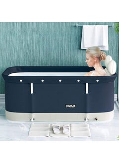 Buy Portable Spa Folding Bathtub Blue, 120cm Bath tub For Adults, Non-Inflatable,Made of Thick Plastic Ideal For Both Hot & Ice Baths in Saudi Arabia