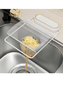 Buy Kitchen Residue Filter Screen Holder Kitchen Sink Strainer with 100 PCS Disposable Mesh Sink Strainer Bags Metal Holder Fine Mesh Strainer Metal Frame Sink Strainer with Storage Pan White in UAE