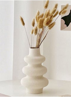 Buy 1-Piece Modern Simplicity Gourd Shaped Ceramic Frosted Vase Off-white 21.5 x 14.5 Centimeter in UAE