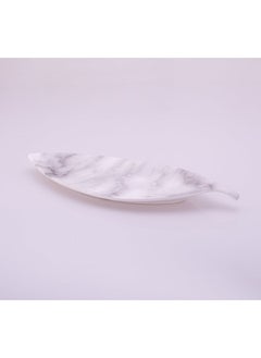 Buy Bright Designs Melamine Matt Leaf Serving Plate 
Set of 2 (L 36cm W 15cm) White Marble in Egypt