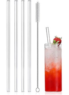 Buy Ecvv Glass Transparent Straw Set 5 Pieces - 4 X Straws, 1 X Brush in Saudi Arabia