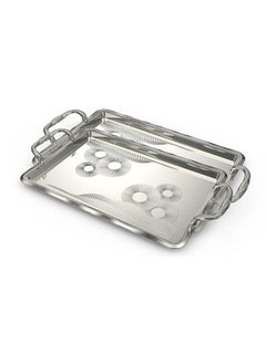 اشتري Hadiir Iron Steel Serving Tray Set Chrome في السعودية