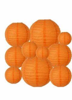 Buy 10Pcs Orange Paper Lanterns Decorative Chinese/Japanese Hanging Round Foldable Lantern for Birthday Wedding  Bridal Shower Home Decor Party (Size of 4” 6” 8” 10”) in UAE