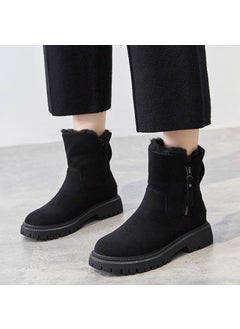 اشتري 2023 Winter Womens Fleece-Lined Snow BootsBlack Black في الامارات