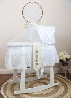 Buy Baby cradle Moses basket for babies with mosquito net with white vibrator holder in Saudi Arabia