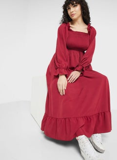Buy Urban Minx Puff Sleeve Dress With Smock Detail in UAE