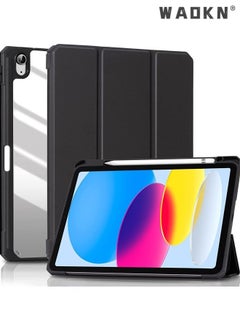 Buy Pro Case for iPad 10th Gen Case with Pencil Holder 2022 iPad 10.9 Inch Case, Clear Transparent Back Shell Trifold Protective Cases Shockproof Cover for 2022 iPad 10th Gen A2696 A2757 A2777 -Black in Saudi Arabia