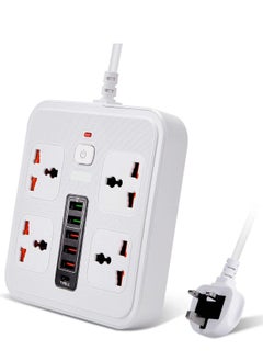 اشتري Power Strip Surge Protector with USB Type C Extension Cord Flat Plug with Widely 4 AC Outlet and 5 USB 1 Type C Small Desktop Station Compact Socket for Travel Home and Office في الامارات