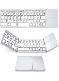 Buy Mini Bluetooth Keyboard with Touchpad, Ultra Slim Keyboard Foldable,USB Rechargeable,Wireless Keyboard for Windows/iOS/Android,Portable for Tablet, Pad, Phone, Smart TV (White) in Saudi Arabia