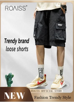 Buy Youth Overalls Five-Point Pants Loose Straight Version Casual and Trendy Made of Pure Cotton in UAE