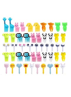 اشتري 50 Pieces Animal Fruit Forks for Baby Mini Cute Cartoon Toothpick Plastic Sticks Decor for Family Party في السعودية