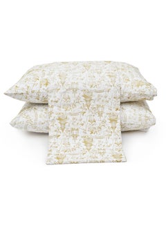 اشتري Duvet Cover Set - 3 Pieces for Double Bed - 1  Duvet Cover (250cm*250cm) + 2 Pillow Cases (50cm*70cm) -  100% Saten Cotton -  White * Gold Houses في مصر