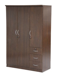 اشتري 3 Door Wooden Wardrobe,Cabinet,Cupboard Of Engineered Wood With 1 Lockable Drawers & 2 Lockable Door, Perfect Modern Stylish Heavy Duty Color Dirty Oak في الامارات