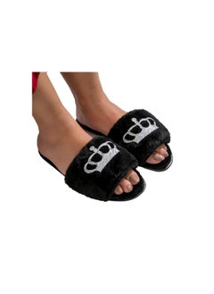 Buy black fur slipper queen style 40/41 in Egypt