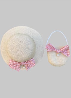 اشتري The Girl Cap Straw Hat & Shoulder Bag Set Summer Hat for Kids Outdoor Party Dress Up Set - Girls Wide Brim Set of 2 Pcs في الامارات