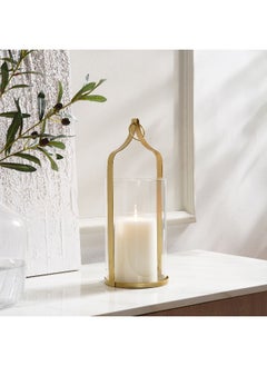 اشتري Amira Metal Lantern With Glass 15.5X15.5X40Cm- Gold في الامارات