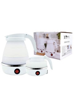 Buy ARTC Travel Foldable Electric Kettle Portable Silicone Collapsible Camping Teapot 600ml White in UAE