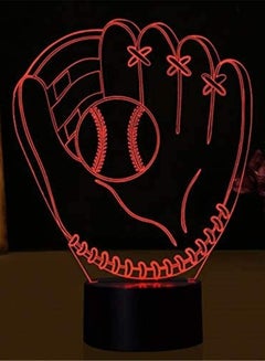 اشتري New 3D Illusion Lamp 16 Colour Changing Acrylic LED Multicolor Night Light with Art Sculpture Lights Room Home Decoration USB Charger  Pr   Color  Baseball Glove في الامارات