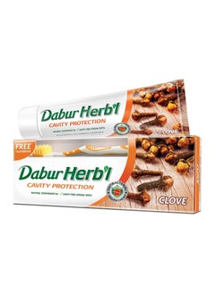 Buy Dabur Herbal Cavity Protection Clove Toothpaste 140gm + Free Toothbrush Multicolor in Egypt