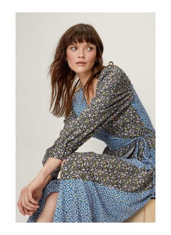 Buy Mixed Floral Print Wrap Midi Dress in UAE