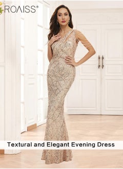 Buy Elegant Celebrity Banquet Dress Women'S Party Dinner Temperament Dress Sequin Design One-Shoulder Off-The-Shoulder Tassel Hip Cover Dress in Saudi Arabia