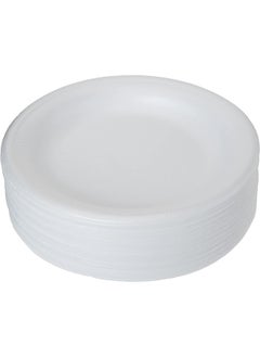 اشتري Alsaqer Disposable Round Foam Plate 10 inches white Pack, 25 Pieces في الامارات