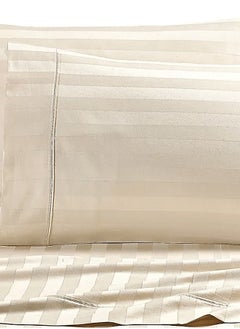 Buy Stripe Hotel Sheets King Cotton Set 4 Pieces 500 Stitches Sugar in Saudi Arabia