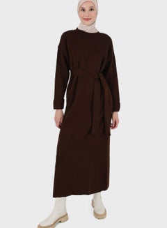 Buy Belted Round Neck Dress in UAE