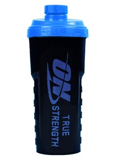 Buy 700ML Protein Powder Shaker Bottle With Mixing Grid BPA-Free, Black & Blue in Egypt