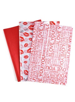 اشتري 60 Sheets Gift Wrapping Tissue Paper Assorted 50 * 35Cm Valentine'S Day Tissue Paper Bulk 3 Designs Art Paper For Valentine'S Day Wedding Diy Crafts Wrapping Accessory Gift Decorations في الامارات