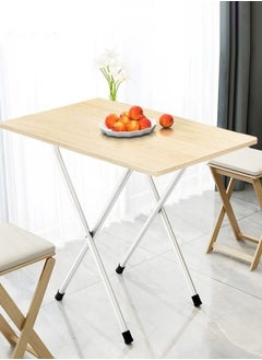 اشتري Folding Table,Dinner Folding Table for Small Space Eating,Dinner Foldable Side Desk with Wooden Top and Metal Frame，80*40*72CM في السعودية