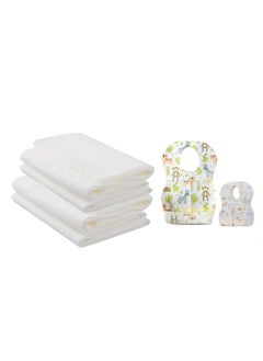 اشتري Combo Pack Disposable Bibs Pack Of 10 With Disposable Towel Pack Of 6 Animal في الامارات