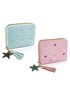 اشتري Ladies Purse Wallet, PU Leather Purse Lady Credit Card Holder with Star Pendant, Solid Color Wallet في الامارات